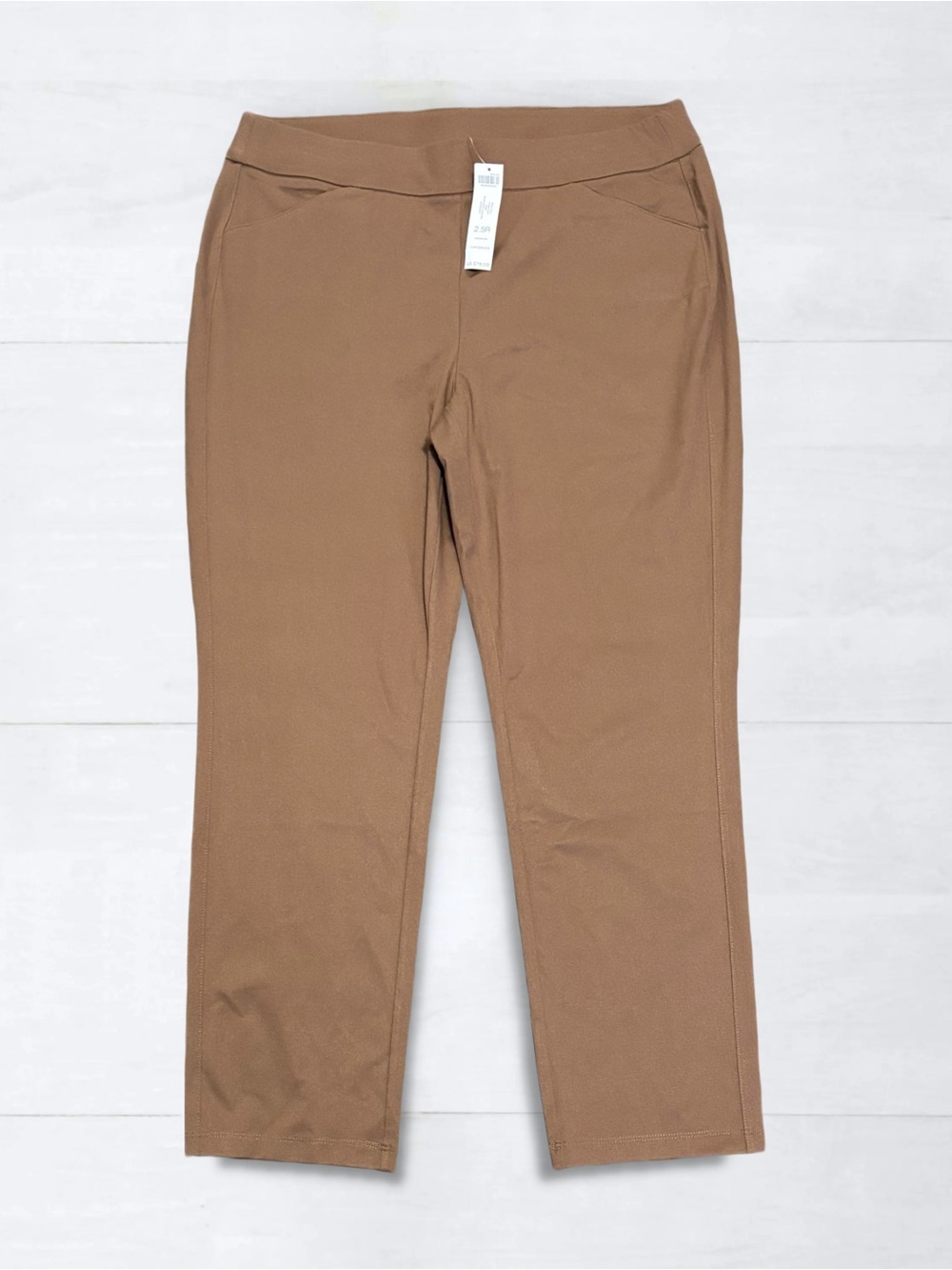 Chico’s Travelers Collection Crepe Pant Straight Leg in Deep Rum Caramel 14R NWT